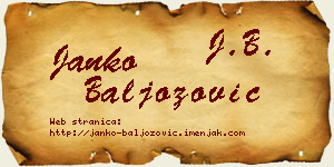 Janko Baljozović vizit kartica